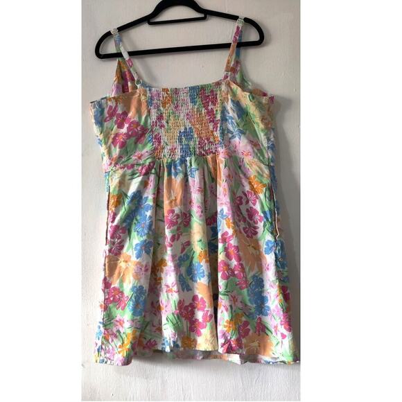 Old Navy Fit & Flare Floral Linen-Blend Mini Dress Size XXL Pockets Pastel Color - Picture 4 of 8